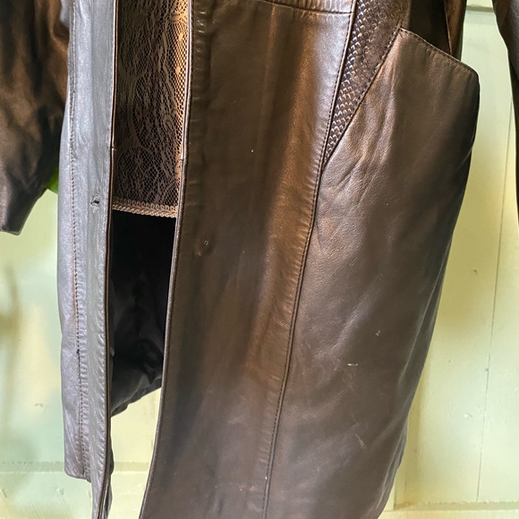 Gorgeous Jacqueline Ferrar Black Leather Trench Coat  - Size Small - Picture 9 of 16